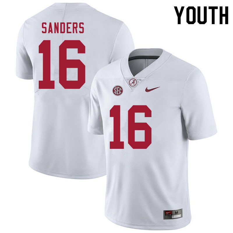 Youth #16 Drew Sanders Alabama White Tide College Football Jerseys Sale-White